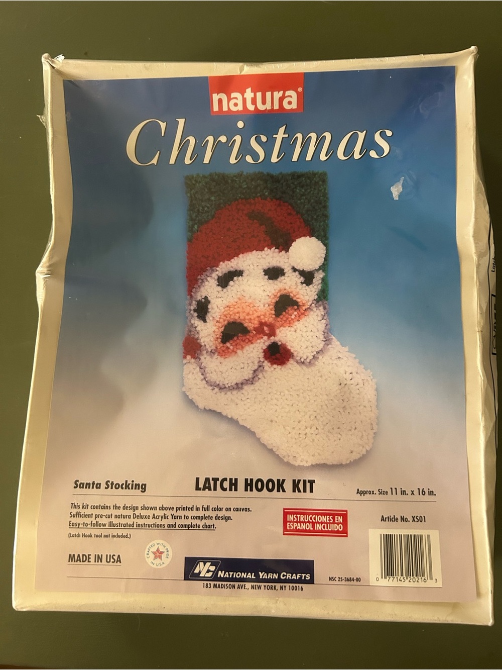 Vintage Natura Christmas Latch Hook Kit Santa Stocking Needlework NOS